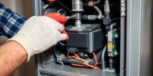 HVAC technician working on a furnace