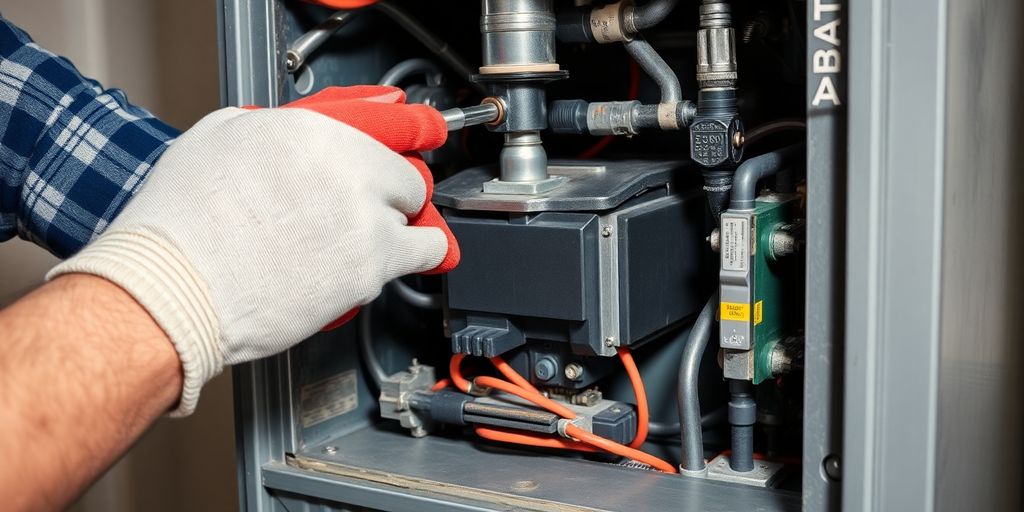 HVAC technician working on a furnace