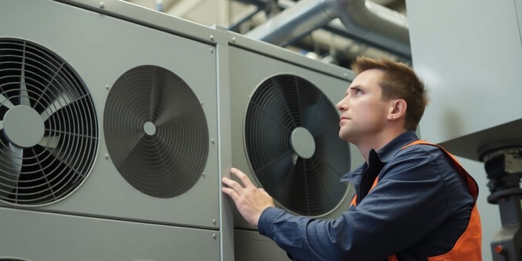 Technician working on an HVAC unit